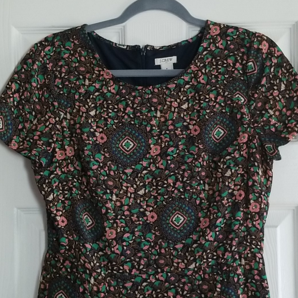 J Crew silky lined print dress 6
